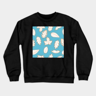 Leaves Pattern - White and Orange on Teal Crewneck Sweatshirt